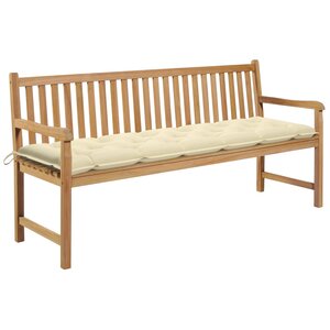 vidaXL Banc de jardin avec coussin blanc crème 175 cm Teck massif