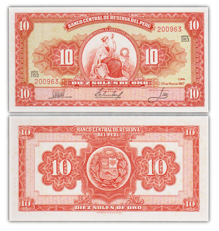 Billet de Collection 10 Soles de Oro 1967 Perou - Neuf - P84