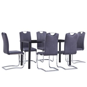 vidaXL Ensemble de salle à manger 7 Pièces Similicuir daim Gris