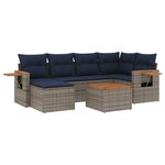 vidaXL Salon de jardin 7 Pièces avec coussins gris résine tressée