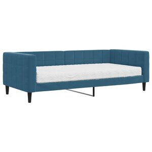 vidaXL Lit de jour avec matelas bleu 90x200 cm velours