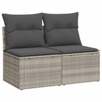 vidaXL Salon de jardin 2 Pièces avec coussins gris clair polyrotin acacia