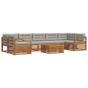 vidaXL Ensemble de canapés d'extérieur 8 pc Gris Naturel et Clair