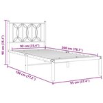 vidaXL Cadre de lit métal sans matelas avec tête de lit blanc 90x200cm