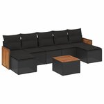 vidaXL Salon de jardin 8 Pièces avec coussins noir résine tressée