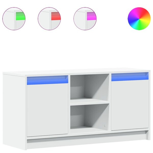 vidaXL Meuble TV avec LED blanc 100x34x50 cm bois d'ingénierie