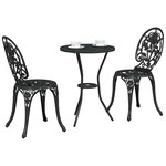 vidaXL Ensemble bistro de jardin 3 Pièces Noir Aluminium