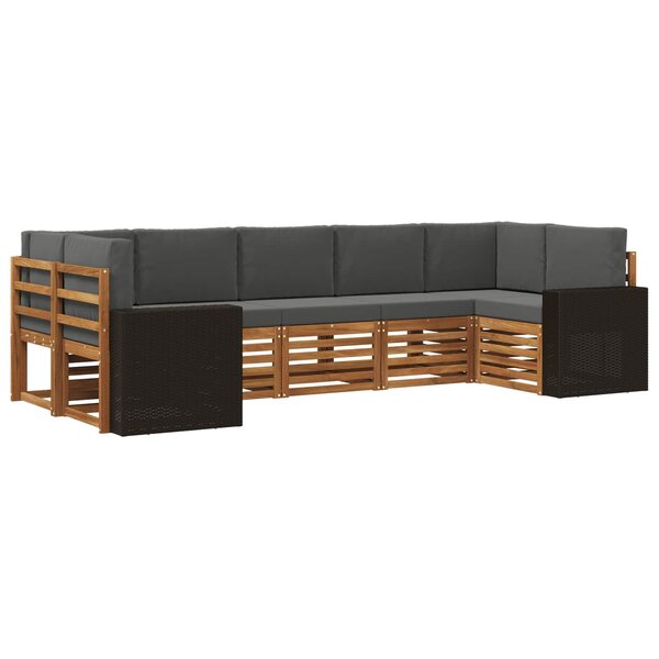 vidaXL Ensemble de canapé d'angle 7 Pièces Naturel et Anthracite
