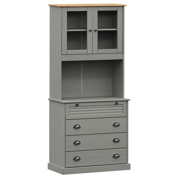 vidaXL Buffet haut VIGO gris 80x40x176 cm bois massif de pin
