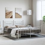 vidaXL Cadre de lit métal sans matelas et pied de lit blanc 183x213 cm
