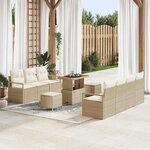 vidaXL Ensemble de canapé de jardin 10 Pièces Beige Poly rotin