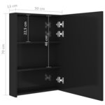 vidaXL Armoire de salle de bain à miroir LED noir brillant 50x13x70 cm