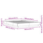 vidaXL Cadre de lit et lumières LED sans matelas chêne fumé 120x190cm