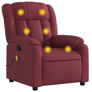 vidaXL Fauteuil de massage inclinable Rouge bordeaux Tissu