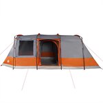 vidaXL Tente de camping tunnel 4 personnes gris et orange imperméable