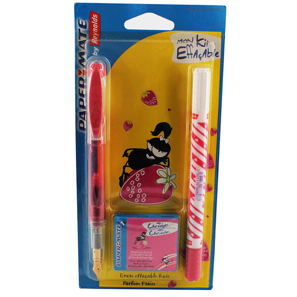 Lot stylo plume senteur + effaceur papermate