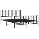 vidaXL Cadre de lit métal sans matelas avec pied de lit noir 135x190cm