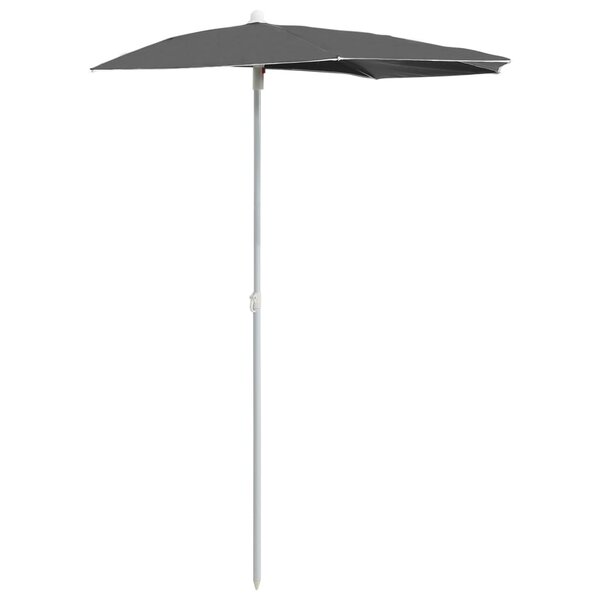 vidaXL Demi-parasol de jardin avec mât 180x90 cm Anthracite
