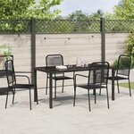 vidaXL Set de jardin 5 pièces en corde de coton noire et acier