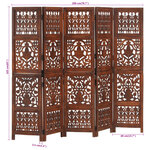 vidaXL Cloison de séparation 5 panneaux Marron 200x165cm Bois manguier