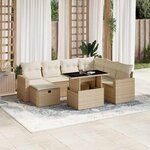 vidaXL Salon de jardin avec coussins 8 Pièces beige résine tressée