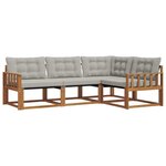 vidaXL Ensemble de canapés d'extérieur 4 pc Gris Naturel et Clair