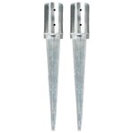 vidaXL Piquets au sol 2 Pièces Argenté 8x61 cm Acier galvanisé