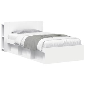 vidaXL Cadre de lit avec rangement Blanc 90 x 200 cm Bois d'ingénierie