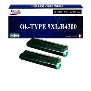 T3AZUR - 2x Toners compatibles avec Oki B4300  B4300N  B4300NPS  B4350  B4350N