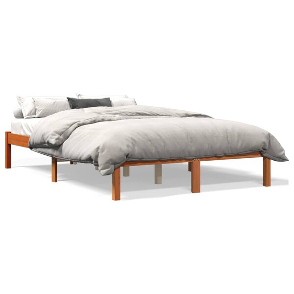vidaXL Cadre de lit sans matelas cire marron 135x190cm bois pin massif