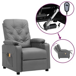 vidaXL Fauteuil de massage électrique Gris Similicuir