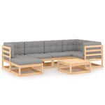 vidaXL Salon de jardin 7 Pièces avec coussins Bois de pin massif