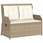 vidaXL Banc inclinable de jardin avec coussins beige résine tressée