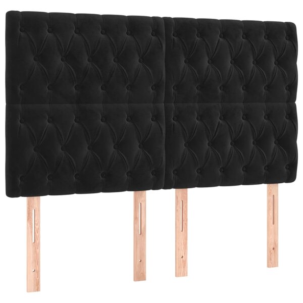 vidaXL Têtes de lit 4 Pièces Noir 80x7x78/88 cm Velours