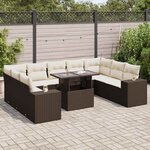 vidaXL Salon de jardin 10 Pièces avec coussins marron résine tressée