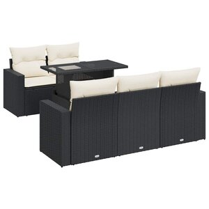 vidaXL Salon de jardin 6 Pièces avec coussins noir résine tressée
