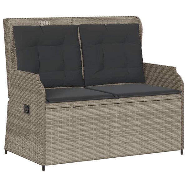 vidaXL Banc inclinable de jardin et coussins gris clair résine tressée