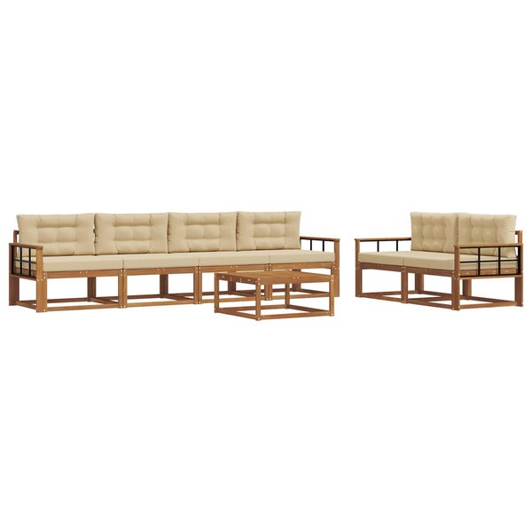 vidaXL Ensemble de canapés d'extérieur 7 Pièces Naturel et Beige