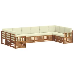 vidaXL Ensemble de canapé d'angle avec coussin 10 Pièces Naturel et Crème