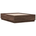 vidaXL Cadre de lit chêne marron 135x190 cm bois d'ingénierie