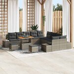 vidaXL Ensemble de canapé de jardin 13 Pièces Gris Poly rotin