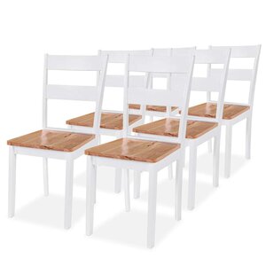 vidaXL Chaises à manger lot de 6 blanc bois d'hévéa massif