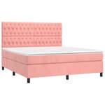 vidaXL Sommier à lattes de lit matelas et LED Rose 160x200 cm Velours