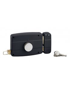 THIRARD - Serrure en applique à bouton pour porte de garage à battant  droite  140x90mm  axe 70mm  noir  3 clés - THIRARD