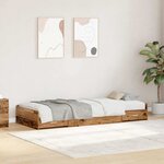 Cadre de lit avec rangement Bois Ancien 90 x 200 cm Bois d'ingénierie