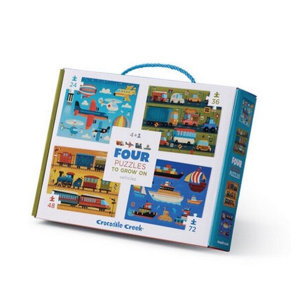 4 puzzles - les vehicules 24  36  48 et 72 Pièces