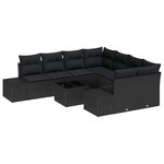 vidaXL Ensemble de canapé de jardin 9 Pièces Noir 55 x 55 x 37 cm