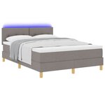 vidaXL Lit à ressort LED avec matelas Taupe 140 x 200 cm tissu
