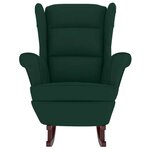 vidaXL Fauteuil à bascule à oreilles en velours vert foncé bois massif