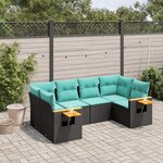 vidaXL Salon de jardin 6 Pièces avec coussins noir résine tressée